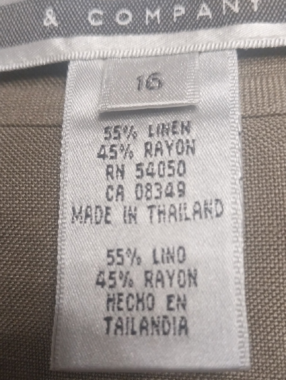 Nine & Co NWT Vintage Women's Size 16 Linen Rayon Tank Top Thyme Green Relaxed - Picture 4 of 8